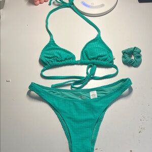 Green Bikini Set with Scrunchie